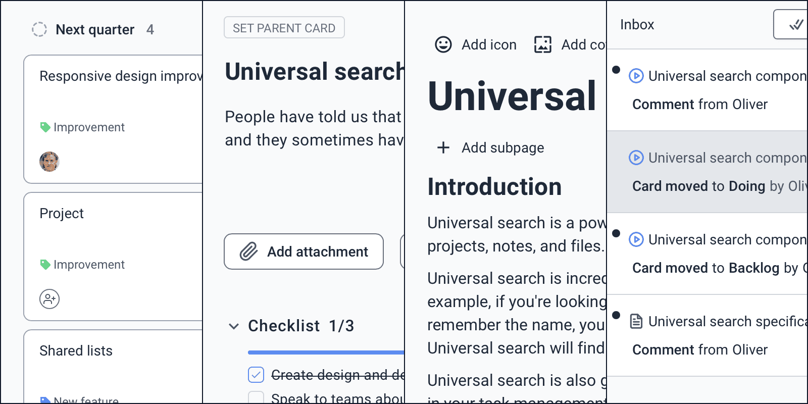 Coherent, similar-feeling screens across the Superthread app