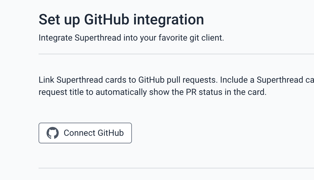 Set up GitHub integration screen